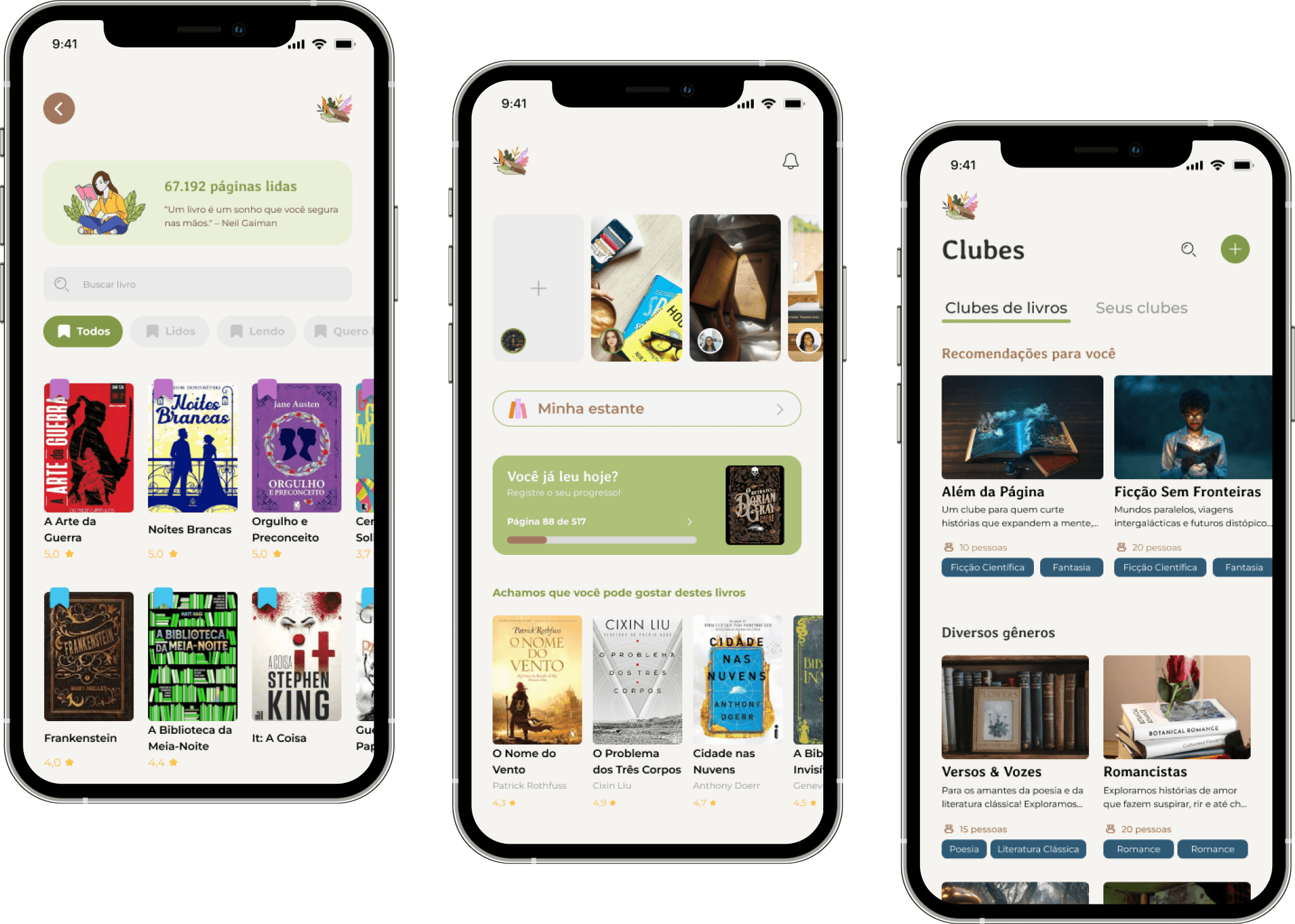 Telas mobile do aplicativo Woody